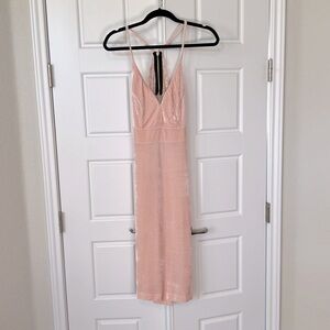 Velvet and Lace Bodycon MIDI Dress with Open back